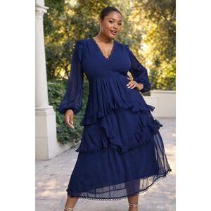 knee length dresses for ladies Alfreda Maxi Skirt in Flocked Mesh Flower Cherry main image 1